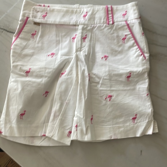 Lily Pulitzer white pink flamingo shorts 2 - Picture 3 of 9